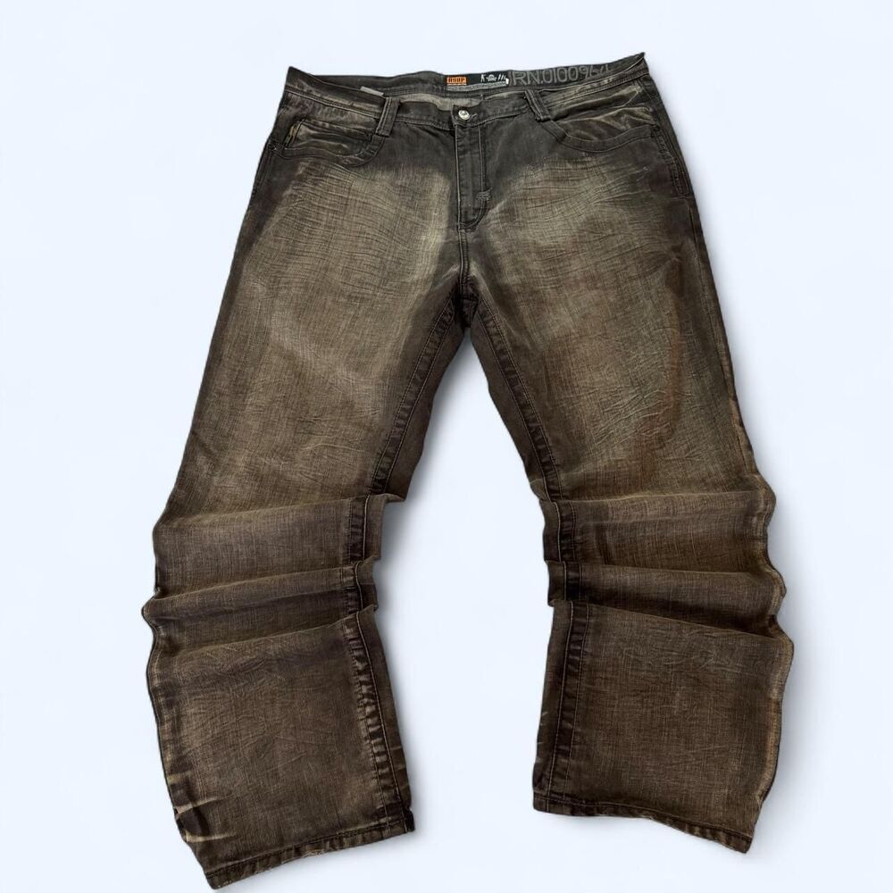 Akademiks Jeans ASAP Y2K Men's Black Faded Denim Baggy Jeans Size 42